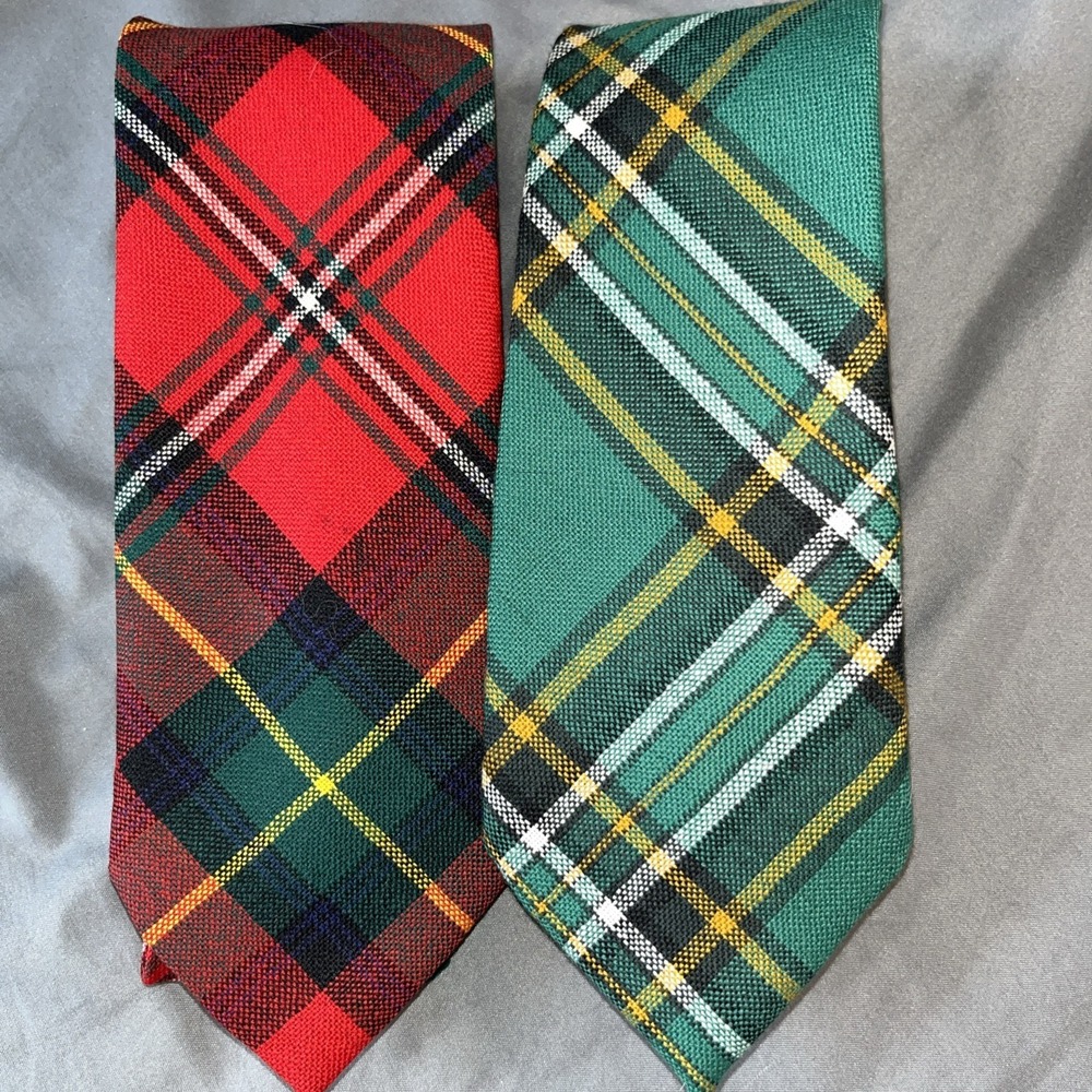 2 Tie Gents Pure Wool Boyd Tartan Tie & Irish Tartan Wool  Made In Scotland